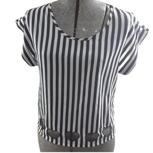 Size XS striped cute out heart shaped cropped top